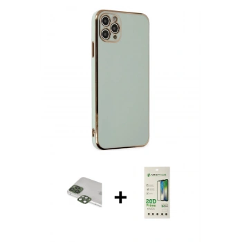 MARSİLYAN™- iPhone 11 Pro Max Kılıf Yankı Serisi - Siyah 20D Premium Cam Ekran Koruyucu + Pers Alüminyum Kamera Lens - YL