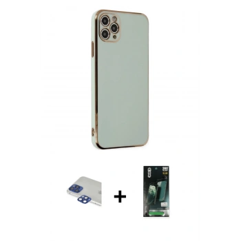 MARSİLYAN™- iPhone 11 Pro Max Kılıf Yankı Serisi - Siyah 360 Mat Full Body Arka Koruyucu + Pers Alüminyum Kamera Lens - LT
