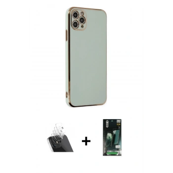 MARSİLYAN™- iPhone 11 Pro Max Kılıf Yankı Serisi - Siyah 360 Mat Full Body Arka Koruyucu + Kamera Lens Koruma Cam - SF