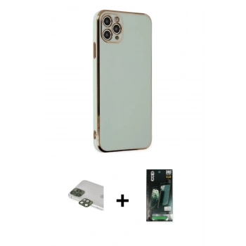 MARSİLYAN™- iPhone 11 Pro Max Kılıf Yankı Serisi - Siyah 360 Mat Full Body Arka Koruyucu + Pers Alüminyum Kamera Lens - YL