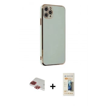 MARSİLYAN™- iPhone 11 Pro Max Kılıf Yankı Serisi - Siyah 6D Mat Seramik Hayalet Nano Ekran Koruyucu + Pers Alüminyum Kamera Lens - KI
