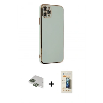 MARSİLYAN™- iPhone 11 Pro Max Kılıf Yankı Serisi - Siyah 6D Mat Seramik Hayalet Nano Ekran Koruyucu + Pers Alüminyum Kamera Lens - YL