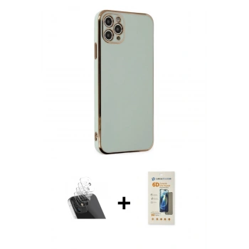 MARSİLYAN™- iPhone 11 Pro Max Kılıf Yankı Serisi - Siyah 6D Mat Seramik Hayalet Nano Ekran Koruyucu + Kamera Lens Koruma Cam - SF