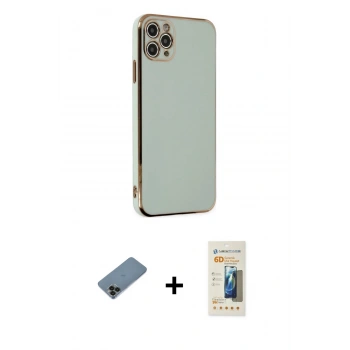 MARSİLYAN™- iPhone 11 Pro Max Kılıf Yankı Serisi - Siyah 6D Mat Seramik Hayalet Nano Ekran Koruyucu + Shine Kamera Lens Koruma Cam - SH