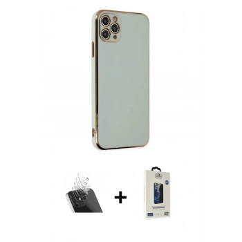 MARSİLYAN™- iPhone 11 Pro Max Kılıf Yankı Serisi - Siyah Bilvis Hayalet Cam Ekran Koruyucu + Kamera Lens Koruma Cam - SF