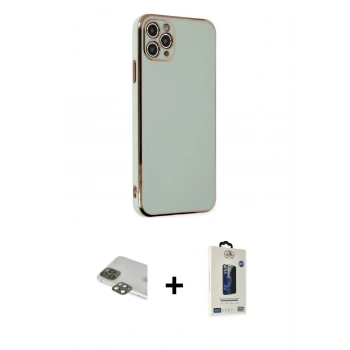 MARSİLYAN™- iPhone 11 Pro Max Kılıf Yankı Serisi - Siyah Bilvis Hayalet Cam Ekran Koruyucu + Pers Alüminyum Kamera Lens - YL