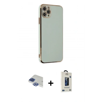 MARSİLYAN™- iPhone 11 Pro Max Kılıf Yankı Serisi - Siyah Bilvis Hayalet Cam Ekran Koruyucu + Pers Alüminyum Kamera Lens - LT