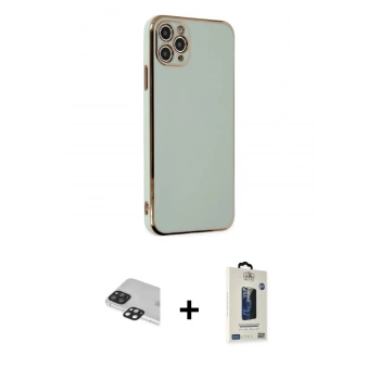 MARSİLYAN™- iPhone 11 Pro Max Kılıf Yankı Serisi - Siyah Bilvis Hayalet Cam Ekran Koruyucu + Pers Alüminyum Kamera Lens - SH