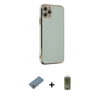 MARSİLYAN™- iPhone 11 Pro Max Kılıf Yankı Serisi - Siyah Joko Magic 5D Hayalet Cam + Metal Kamera Lens Koruma Cam - AKYL