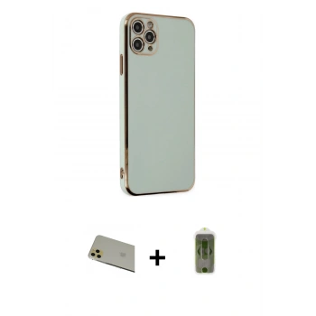 MARSİLYAN™- iPhone 11 Pro Max Kılıf Yankı Serisi - Siyah Joko Magic 5D Hayalet Cam + Rainbow Kamera Lens Koruma Cam - GD