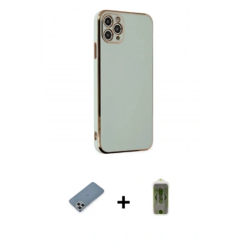 MARSİLYAN™- iPhone 11 Pro Max Kılıf Yankı Serisi - Siyah Joko Magic 5D Hayalet Cam + Metal Kamera Lens Koruma Cam - GS