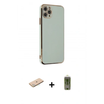MARSİLYAN™- iPhone 11 Pro Max Kılıf Yankı Serisi - Siyah Joko Magic 5D Hayalet Cam + Renkli Kamera Lens Koruma Cam - MI