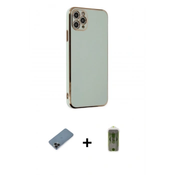 MARSİLYAN™- iPhone 11 Pro Max Kılıf Yankı Serisi - Siyah Joko Magic 5D Hayalet Cam + Metal Kamera Lens Koruma Cam - SH