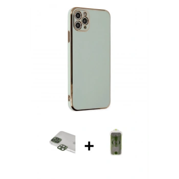 MARSİLYAN™- iPhone 11 Pro Max Kılıf Yankı Serisi - Siyah Joko Magic 5D Hayalet Cam + Pers Alüminyum Kamera Lens - YL