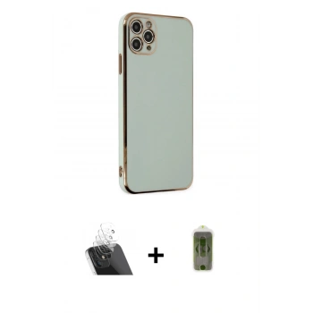 MARSİLYAN™- iPhone 11 Pro Max Kılıf Yankı Serisi - Siyah Joko Magic 5D Hayalet Cam + Kamera Lens Koruma Cam - SF