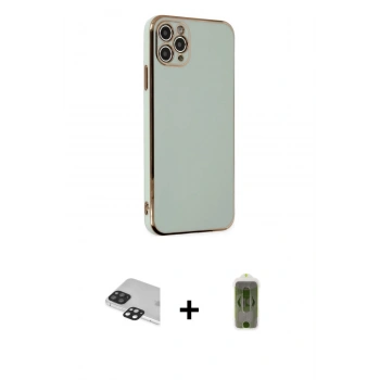 MARSİLYAN™- iPhone 11 Pro Max Kılıf Yankı Serisi - Siyah Joko Magic 5D Hayalet Cam + Pers Alüminyum Kamera Lens - SH