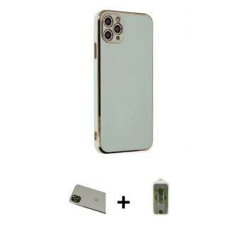 MARSİLYAN™- iPhone 11 Pro Max Kılıf Yankı Serisi - Siyah Joko Magic 5D Hayalet Cam + Rainbow Kamera Lens Koruma Cam - YL