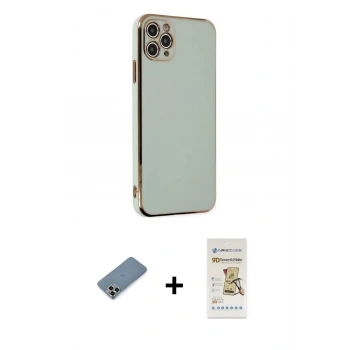 MARSİLYAN™- iPhone 11 Pro Max Kılıf Yankı Serisi - Siyah Mat Seramik Nano Ekran Koruyucu + Metal Kamera Lens Koruma Cam - AKYL