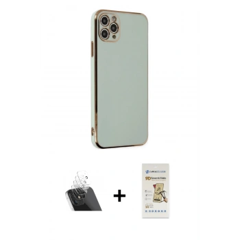 MARSİLYAN™- iPhone 11 Pro Max Kılıf Yankı Serisi - Siyah Mat Seramik Nano Ekran Koruyucu + Kamera Lens Koruma Cam - SF