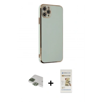 MARSİLYAN™- iPhone 11 Pro Max Kılıf Yankı Serisi - Siyah Mat Seramik Nano Ekran Koruyucu + Pers Alüminyum Kamera Lens - YL
