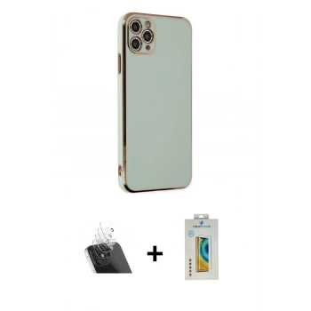 MARSİLYAN™- iPhone 11 Pro Max Kılıf Yankı Serisi - Siyah Polymer Nano Ekran Koruyucu + Kamera Lens Koruma Cam - SF
