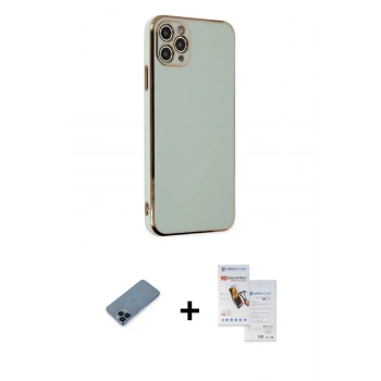 MARSİLYAN™- iPhone 11 Pro Max Kılıf Yankı Serisi - Siyah Seramik Nano Ekran Koruyucu + Metal Kamera Lens Koruma Cam - MI