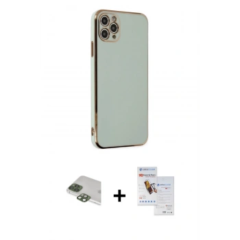 MARSİLYAN™- iPhone 11 Pro Max Kılıf Yankı Serisi - Siyah Seramik Nano Ekran Koruyucu + Pers Alüminyum Kamera Lens - YL