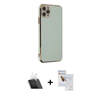 MARSİLYAN™- iPhone 11 Pro Max Kılıf Yankı Serisi - Siyah Seramik Nano Ekran Koruyucu + Kamera Lens Koruma Cam - SF