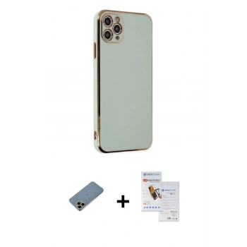 MARSİLYAN™- iPhone 11 Pro Max Kılıf Yankı Serisi - Siyah Seramik Nano Ekran Koruyucu + Shine Kamera Lens Koruma Cam - GD