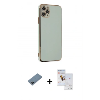MARSİLYAN™- iPhone 11 Pro Max Kılıf Yankı Serisi - Siyah Seramik Nano Ekran Koruyucu + Shine Kamera Lens Koruma Cam - SABE