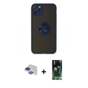 MARSİLYAN™- iPhone 11 Pro Max Kılıf Yörünge Çizgi - Şeffaf 360 Full Body Arka Koruyucu + Pers Alüminyum Kamera Lens - LT