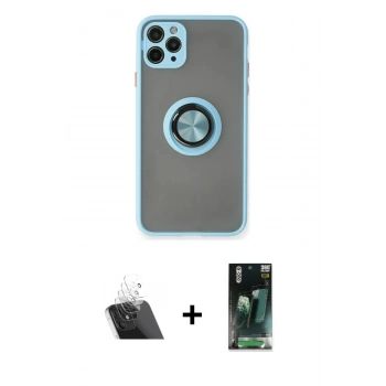 MARSİLYAN™- iPhone 11 Pro Max Kılıf Yörünge Çizgi - Şeffaf 360 Full Body Arka Koruyucu + Kamera Lens Koruma Cam - SF