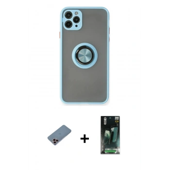 MARSİLYAN™- iPhone 11 Pro Max Kılıf Yörünge Çizgi - Şeffaf 360 Full Body Arka Koruyucu + Shine Kamera Lens Koruma Cam - PE