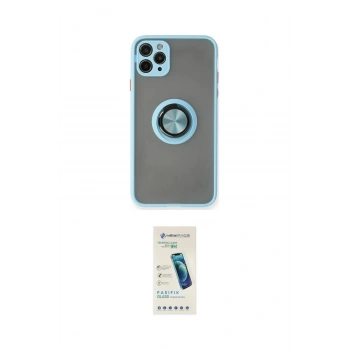 MARSİLYAN™- iPhone 11 Pro Max Kılıf Yörünge Çizgi - Şeffaf Pasifik Cam Ekran Koruyucu