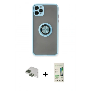 MARSİLYAN™- iPhone 11 Pro Max Kılıf Yörünge Çizgi - Siyah 20D Premium Cam Ekran Koruyucu + Pers Alüminyum Kamera Lens - YL
