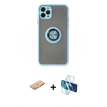 MARSİLYAN™- iPhone 11 Pro Max Kılıf Yörünge Çizgi - Siyah 3D Antistatik Seramik Nano Ekran Koruyucu + Renkli Kamera Lens Koruma Cam - TU