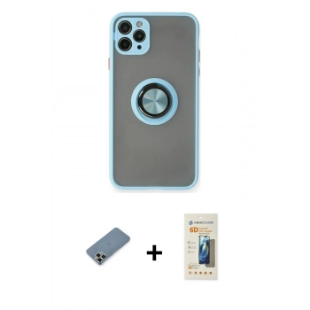 MARSİLYAN™- iPhone 11 Pro Max Kılıf Yörünge Çizgi - Siyah 6D Mat Seramik Hayalet Nano Ekran Koruyucu + Metal Kamera Lens Koruma Cam - AKYL