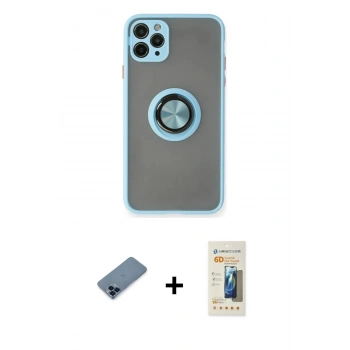 MARSİLYAN™- iPhone 11 Pro Max Kılıf Yörünge Çizgi - Siyah 6D Mat Seramik Hayalet Nano Ekran Koruyucu + Metal Kamera Lens Koruma Cam - MI