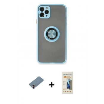 MARSİLYAN™- iPhone 11 Pro Max Kılıf Yörünge Çizgi - Siyah 6D Mat Seramik Hayalet Nano Ekran Koruyucu + Shine Kamera Lens Koruma Cam - PE