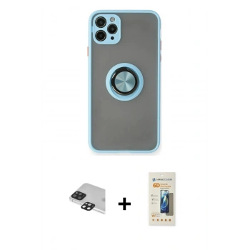MARSİLYAN™- iPhone 11 Pro Max Kılıf Yörünge Çizgi - Siyah 6D Mat Seramik Hayalet Nano Ekran Koruyucu + Pers Alüminyum Kamera Lens - SH