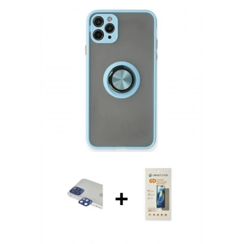 MARSİLYAN™- iPhone 11 Pro Max Kılıf Yörünge Çizgi - Siyah 6D Mat Seramik Hayalet Nano Ekran Koruyucu + Pers Alüminyum Kamera Lens - LT