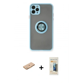 MARSİLYAN™- iPhone 11 Pro Max Kılıf Yörünge Çizgi - Siyah 6D Mat Seramik Hayalet Nano Ekran Koruyucu + Renkli Kamera Lens Koruma Cam - TU