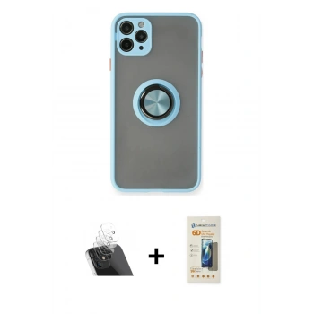 MARSİLYAN™- iPhone 11 Pro Max Kılıf Yörünge Çizgi - Siyah 6D Mat Seramik Hayalet Nano Ekran Koruyucu + Kamera Lens Koruma Cam - SF