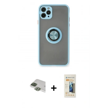 MARSİLYAN™- iPhone 11 Pro Max Kılıf Yörünge Çizgi - Siyah 6D Mat Seramik Hayalet Nano Ekran Koruyucu + Pers Alüminyum Kamera Lens - YL