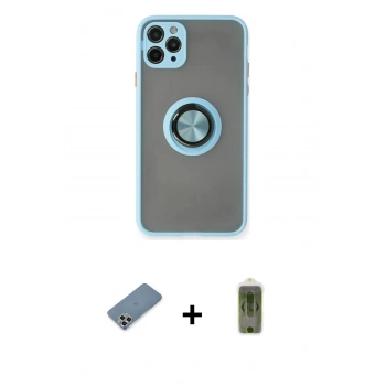 MARSİLYAN™- iPhone 11 Pro Max Kılıf Yörünge Çizgi - Siyah Joko Magic 5D Hayalet Cam + Metal Kamera Lens Koruma Cam - GS