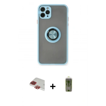 MARSİLYAN™- iPhone 11 Pro Max Kılıf Yörünge Çizgi - Siyah Joko Magic 5D Hayalet Cam + Pers Alüminyum Kamera Lens - KI