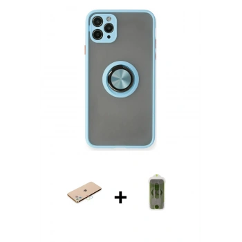 MARSİLYAN™- iPhone 11 Pro Max Kılıf Yörünge Çizgi - Siyah Joko Magic 5D Hayalet Cam + Renkli Kamera Lens Koruma Cam - MI