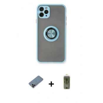 MARSİLYAN™- iPhone 11 Pro Max Kılıf Yörünge Çizgi - Siyah Joko Magic 5D Hayalet Cam + Metal Kamera Lens Koruma Cam - SH