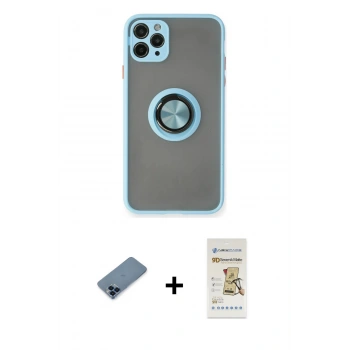 MARSİLYAN™- iPhone 11 Pro Max Kılıf Yörünge Çizgi - Siyah Mat Seramik Nano Ekran Koruyucu + Metal Kamera Lens Koruma Cam - MI