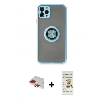 MARSİLYAN™- iPhone 11 Pro Max Kılıf Yörünge Çizgi - Siyah Mat Seramik Nano Ekran Koruyucu + Pers Alüminyum Kamera Lens - KI